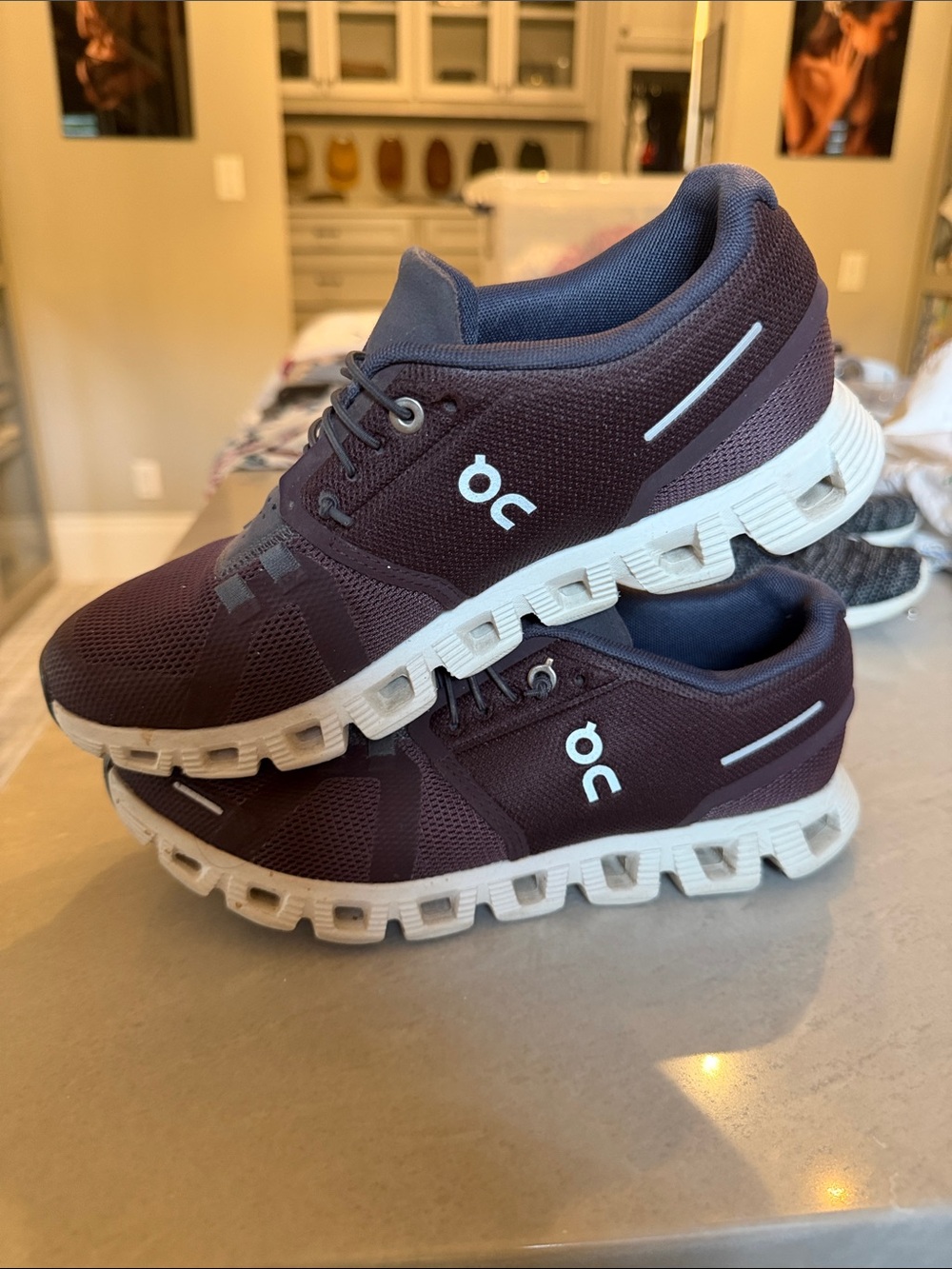 On Running Athletic Sneakers in Plum and White